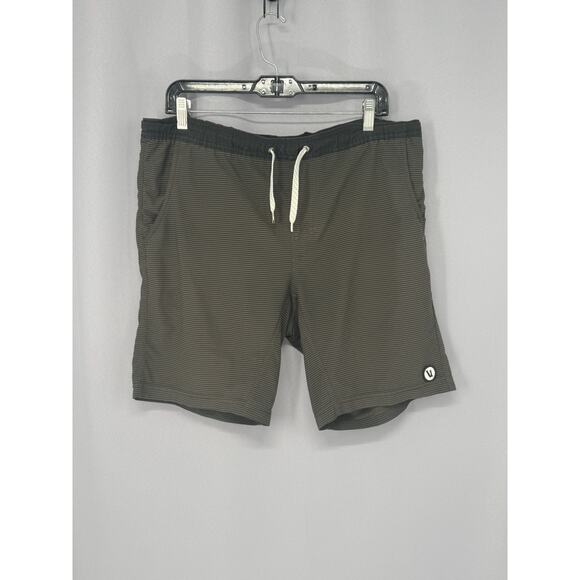 Vuori Kore Short Mens Green Striped Lined Athletic Stretch Sports Outdoors Run - Picture 1 of 15